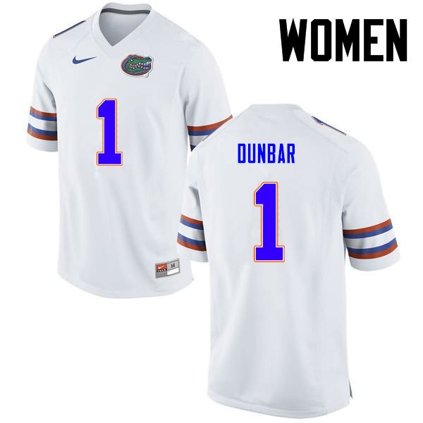 Women's NCAA Florida Gators Quinton Dunbar #1 Stitched Authentic Nike White College Football Jersey UQF1565KX